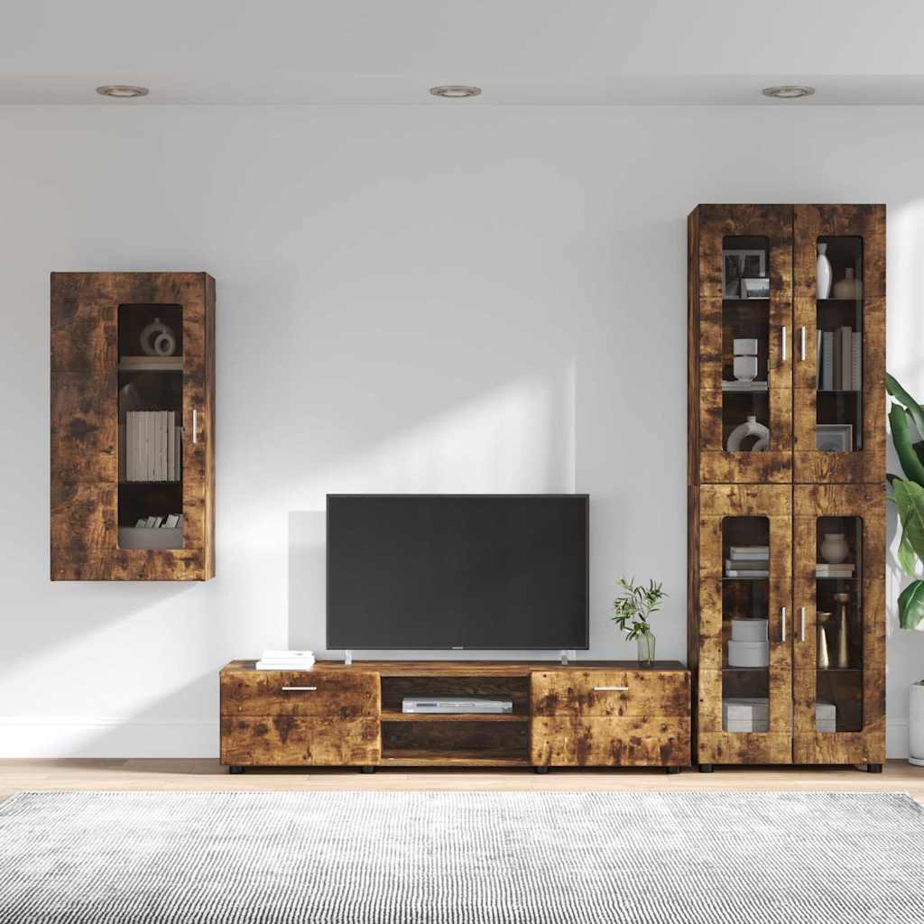 Set TV komoda FLORIN 3 pcs Dimljeni hrast Konstruirano drvo