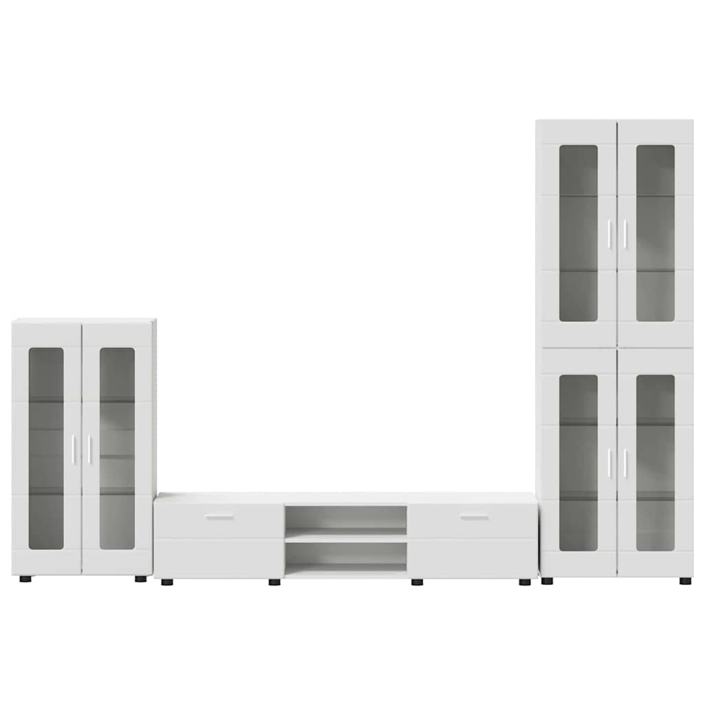 Set TV komoda s ladicama FLORIN 3 pcs Bijelo Konstruirano drvo
