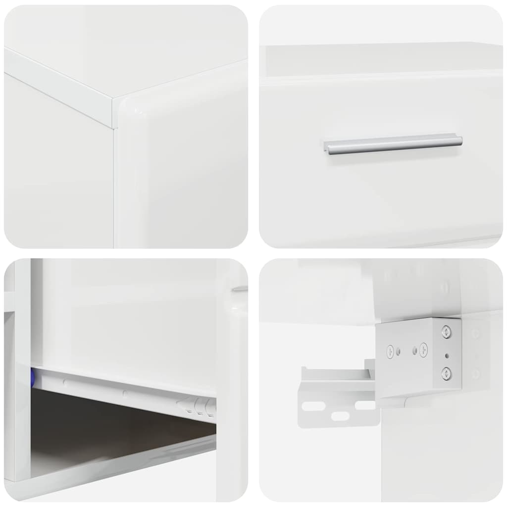 Set TV komoda FLORIN 3 pcs Visoki sjaj bijela Konstruirano drvo