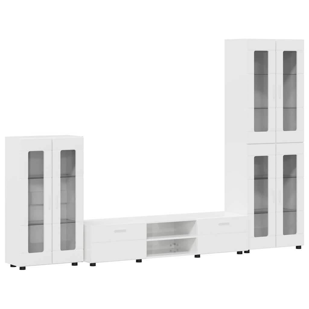 Set TV komoda FLORIN 3 pcs Visoki sjaj bijela Konstruirano drvo