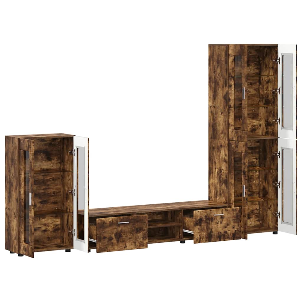 Set TV komoda FLORIN 3 pcs Dimljeni hrast Konstruirano drvo