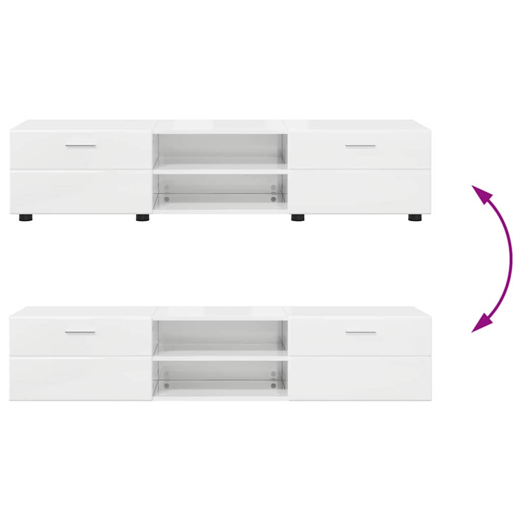 Set TV komoda FLORIN 3 pcs Visoki sjaj bijela Konstruirano drvo