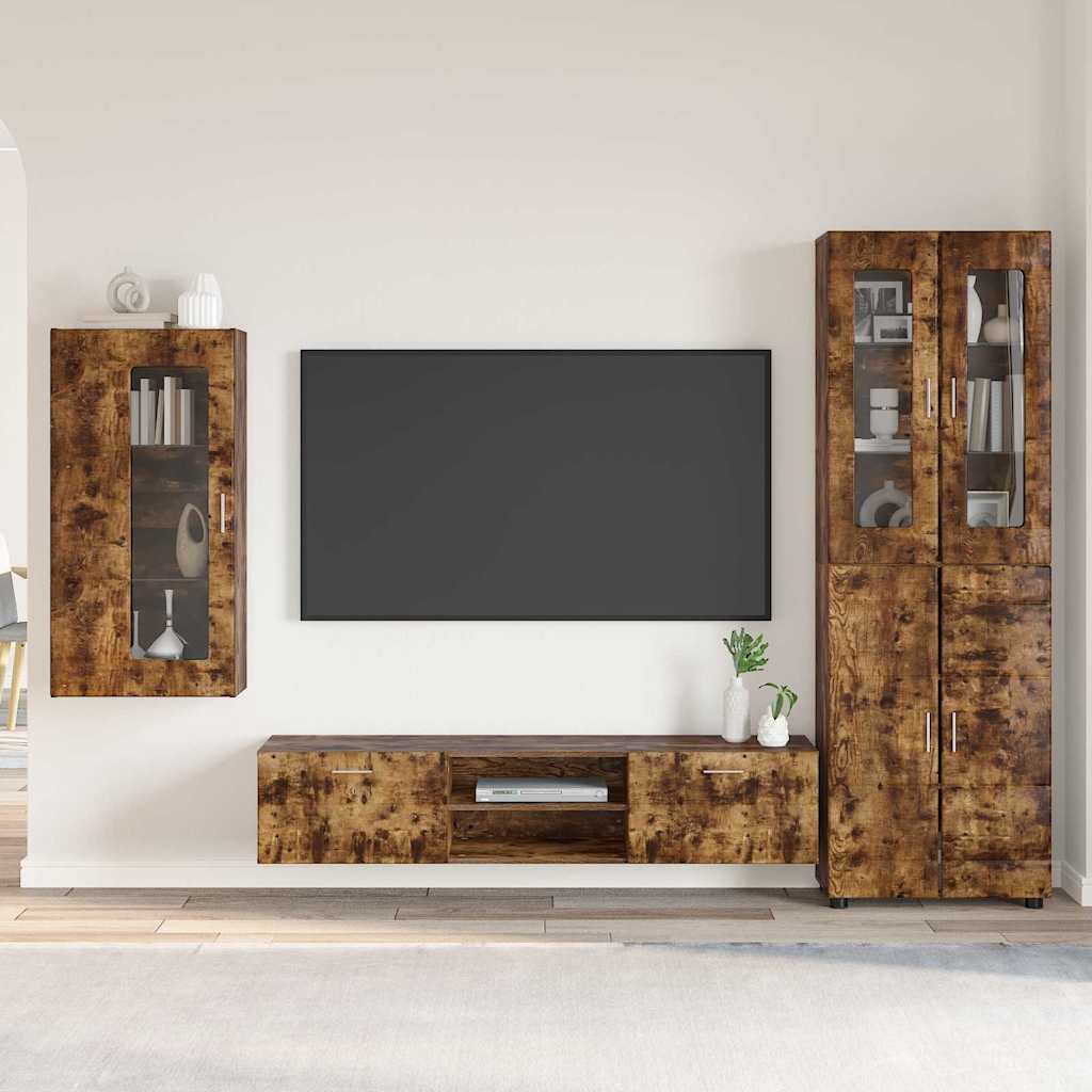 Set TV komoda FLORIN 3 pcs Dimljeni hrast Konstruirano drvo