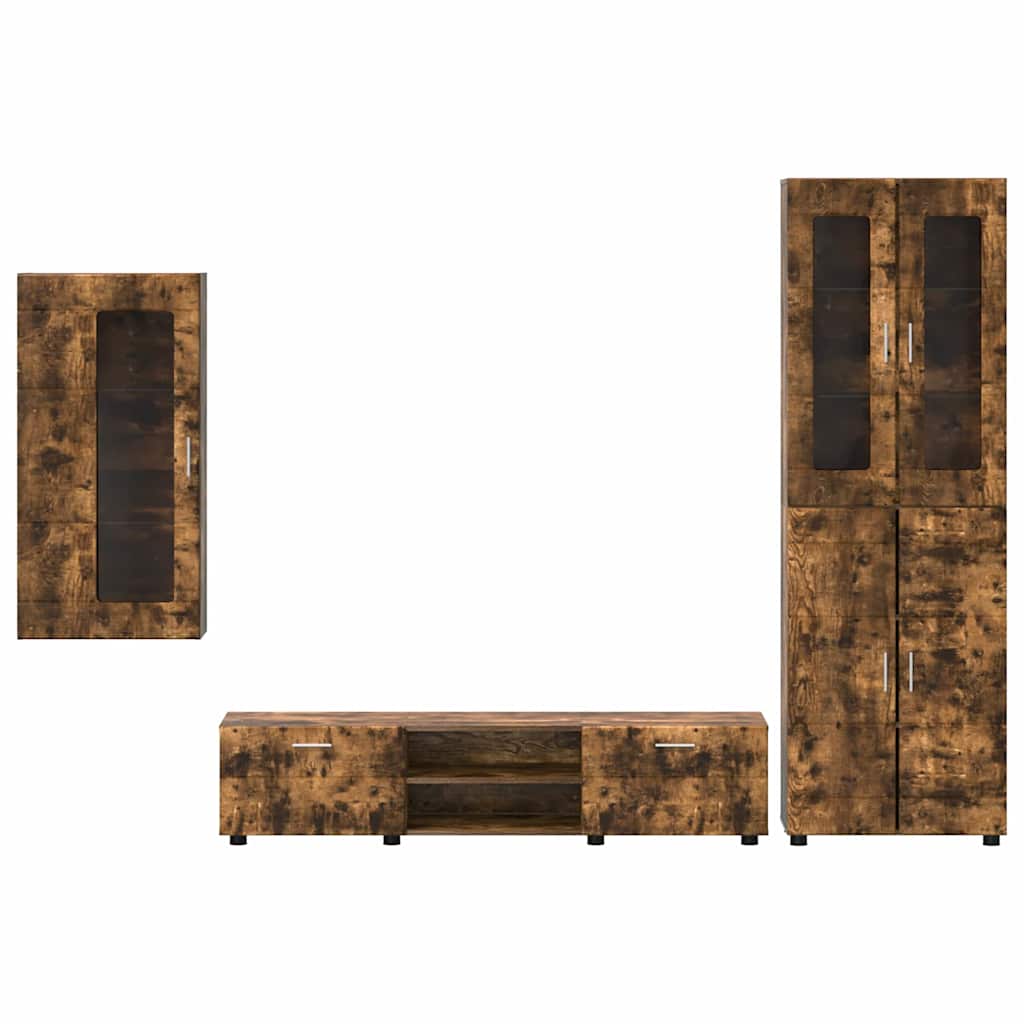 Set TV komoda FLORIN 3 pcs Dimljeni hrast Konstruirano drvo