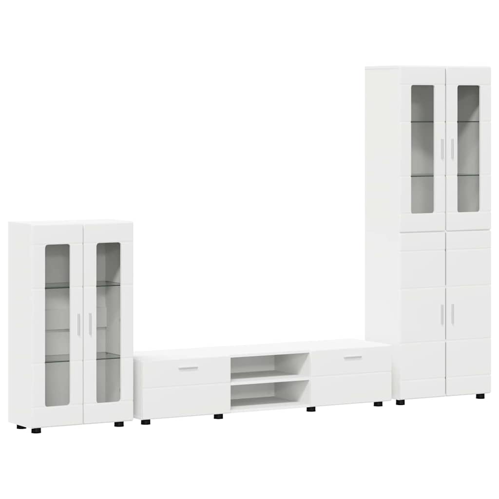 Set TV komoda s ladicama FLORIN 3 pcs Bijelo Konstruirano drvo