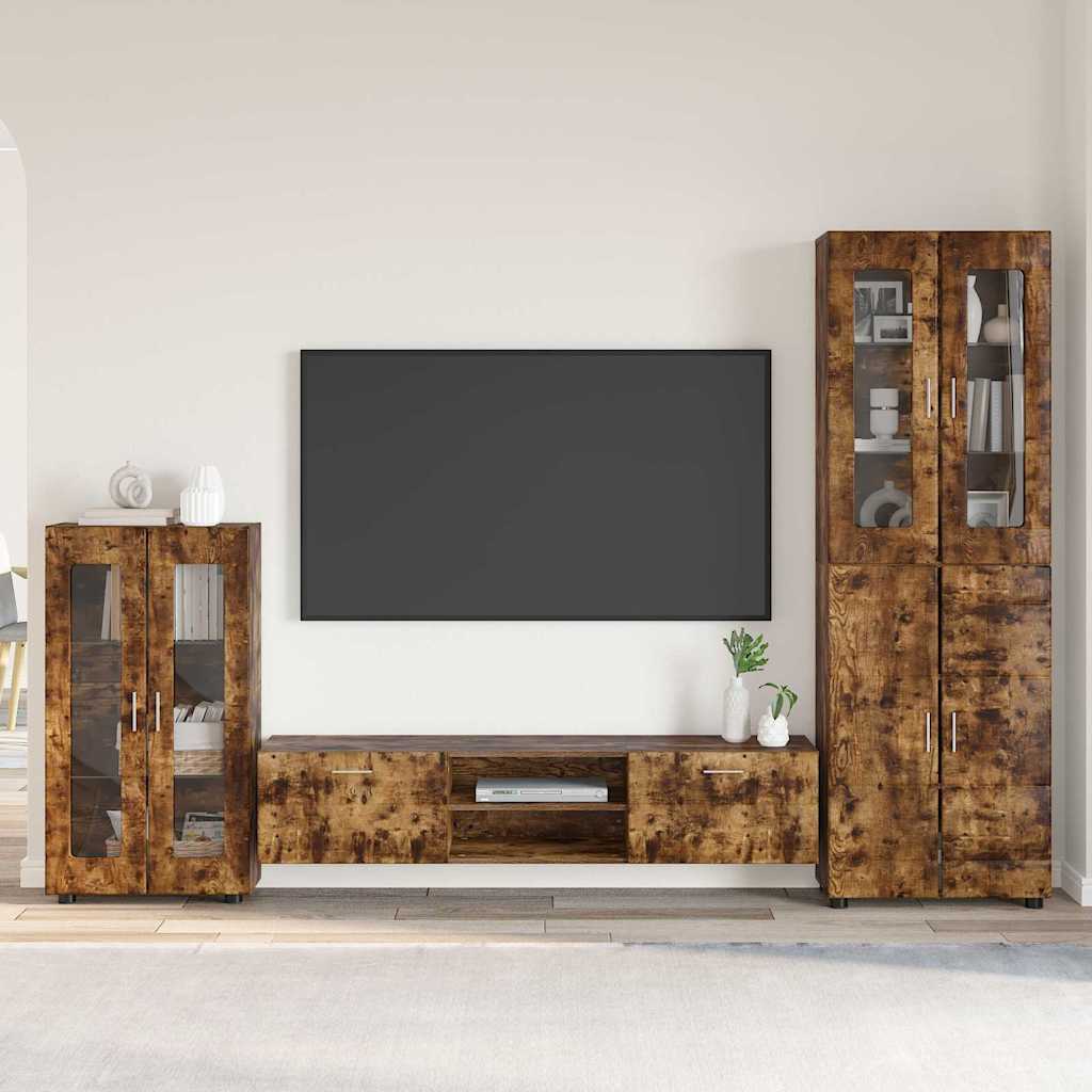 Set TV komoda FLORIN 3 pcs Dimljeni hrast Konstruirano drvo