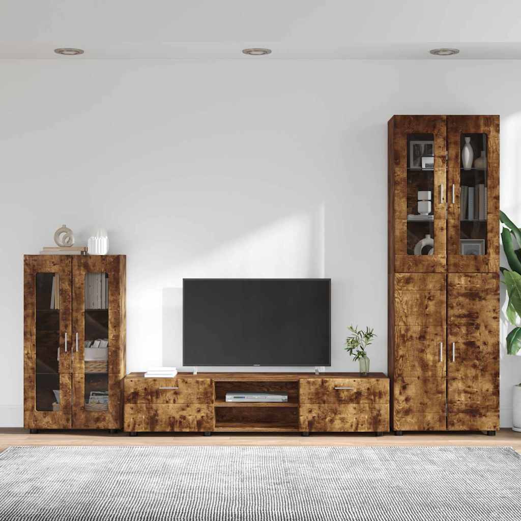 Set TV komoda FLORIN 3 pcs Dimljeni hrast Konstruirano drvo