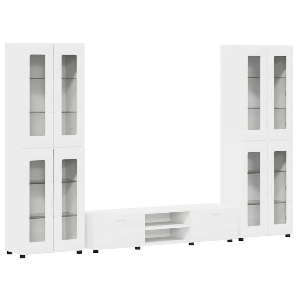 Set TV komoda s ladicama FLORIN 3 pcs Bijelo Konstruirano drvo