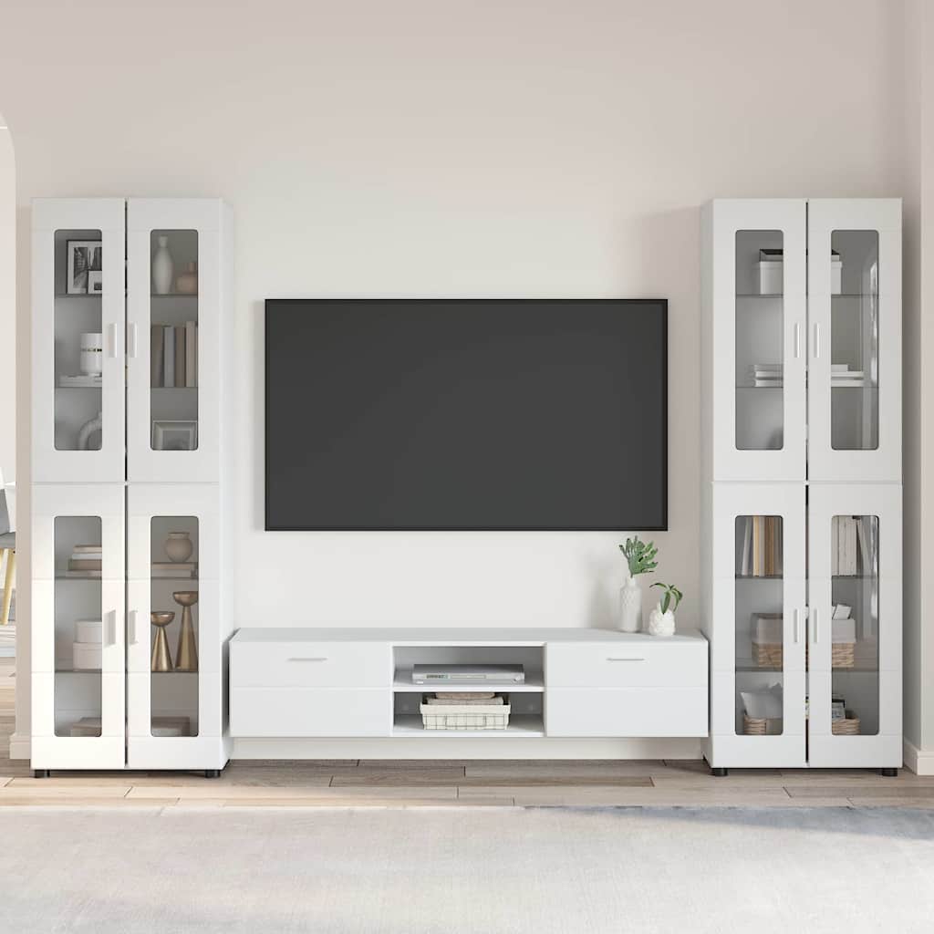 Set TV komoda FLORIN 3 pcs Visoki sjaj bijela Konstruirano drvo