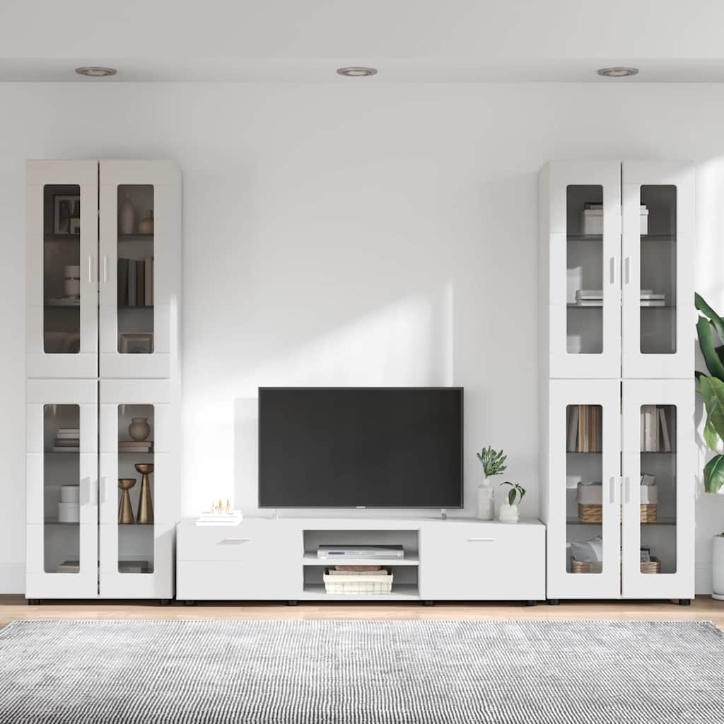 Set TV komoda FLORIN 3 pcs Visoki sjaj bijela Konstruirano drvo