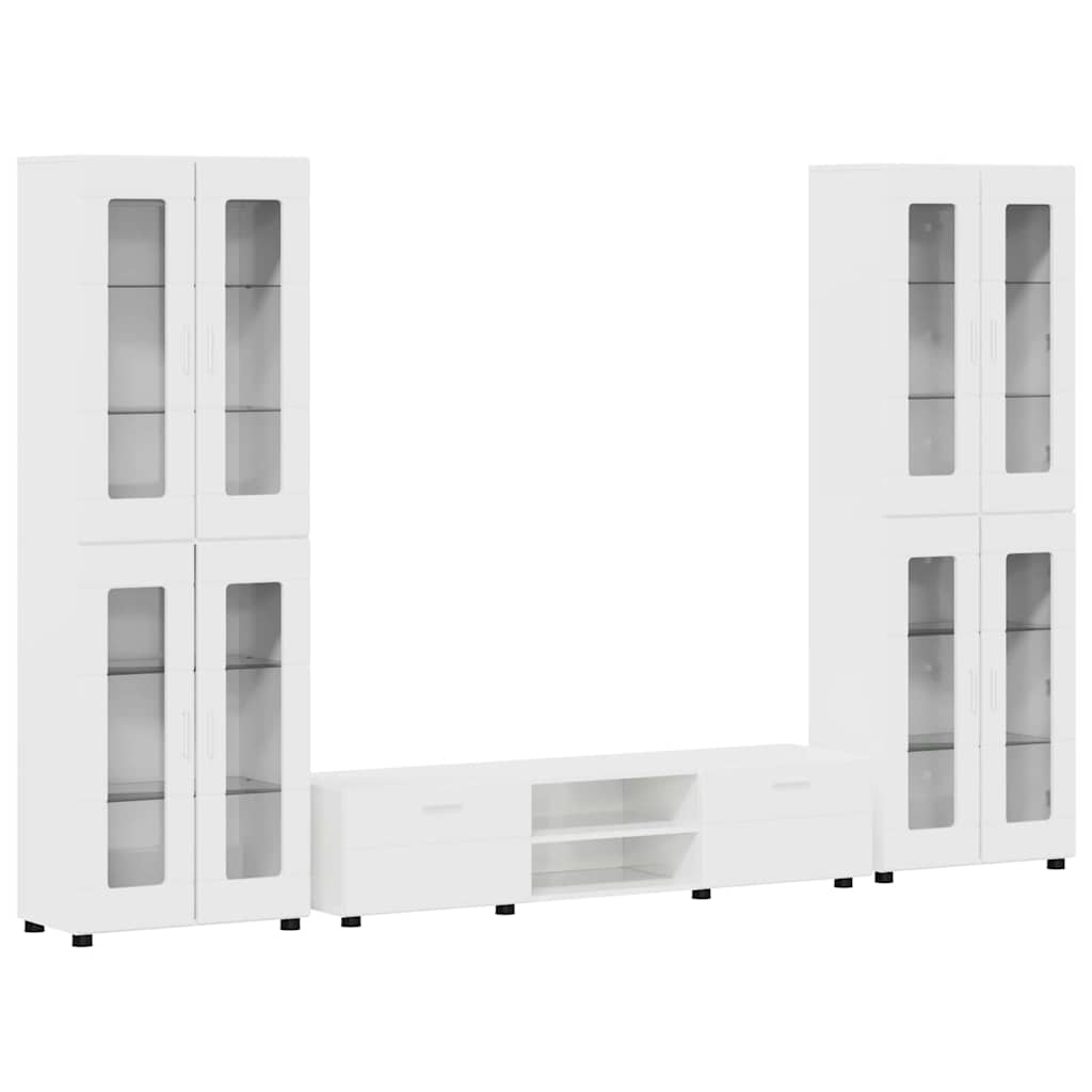 Set TV komoda FLORIN 3 pcs Visoki sjaj bijela Konstruirano drvo