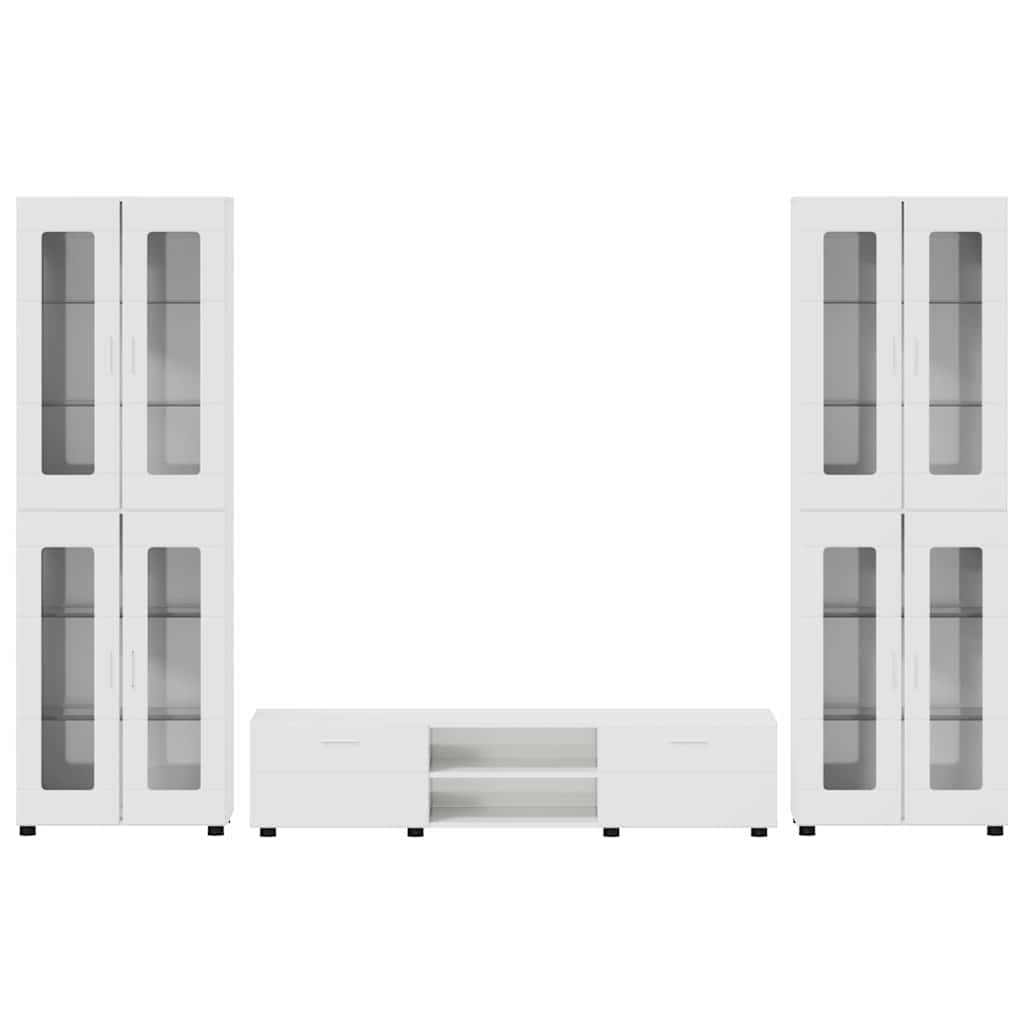 Set TV komoda FLORIN 3 pcs Visoki sjaj bijela Konstruirano drvo