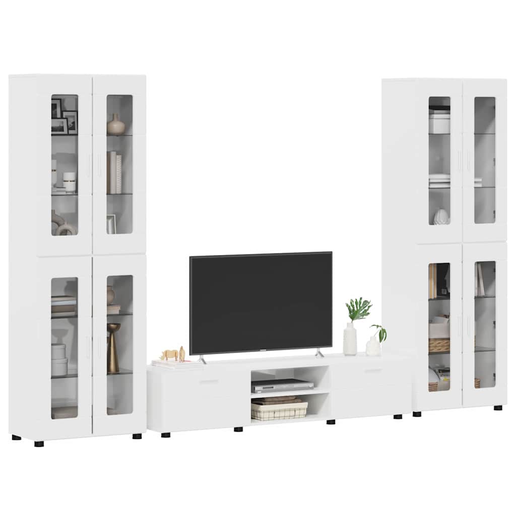 Set TV komoda FLORIN 3 pcs Visoki sjaj bijela Konstruirano drvo