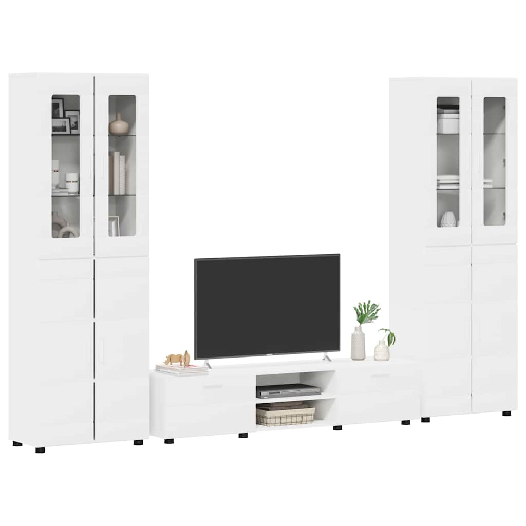 Set TV komoda s ladicama FLORIN 3 pcs Bijelo Konstruirano drvo