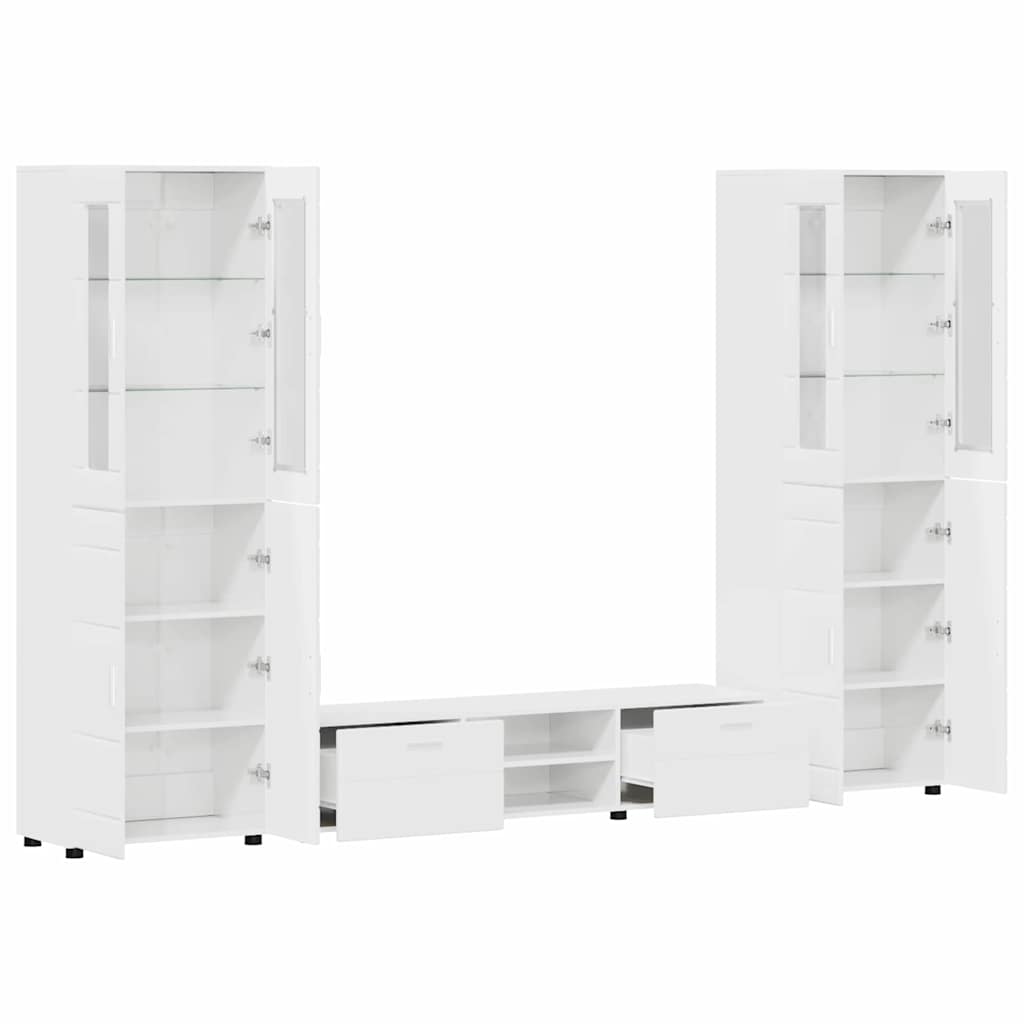 Set TV komoda FLORIN 3 pcs Visoki sjaj bijela Konstruirano drvo