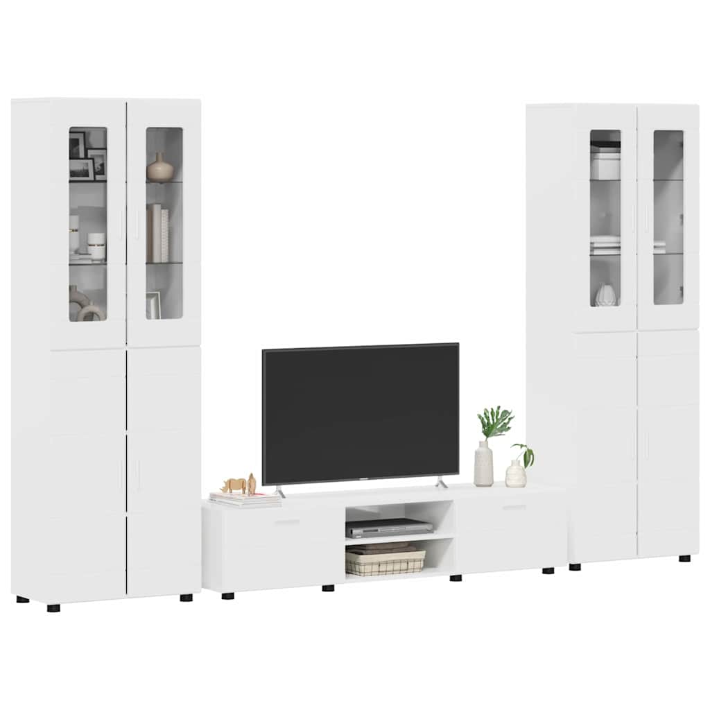 Set TV komoda FLORIN 3 pcs Visoki sjaj bijela Konstruirano drvo