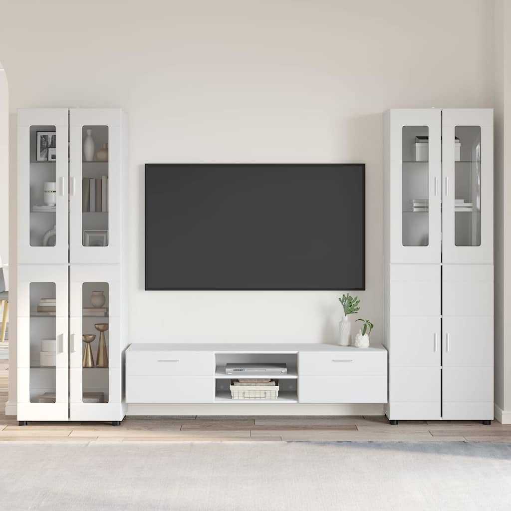 Set TV komoda FLORIN 3 pcs Visoki sjaj bijela Konstruirano drvo