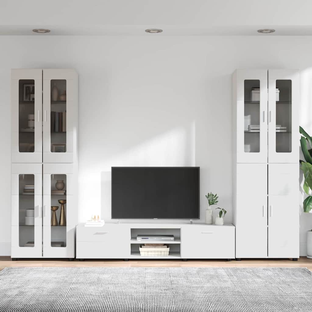 Set TV komoda FLORIN 3 pcs Visoki sjaj bijela Konstruirano drvo