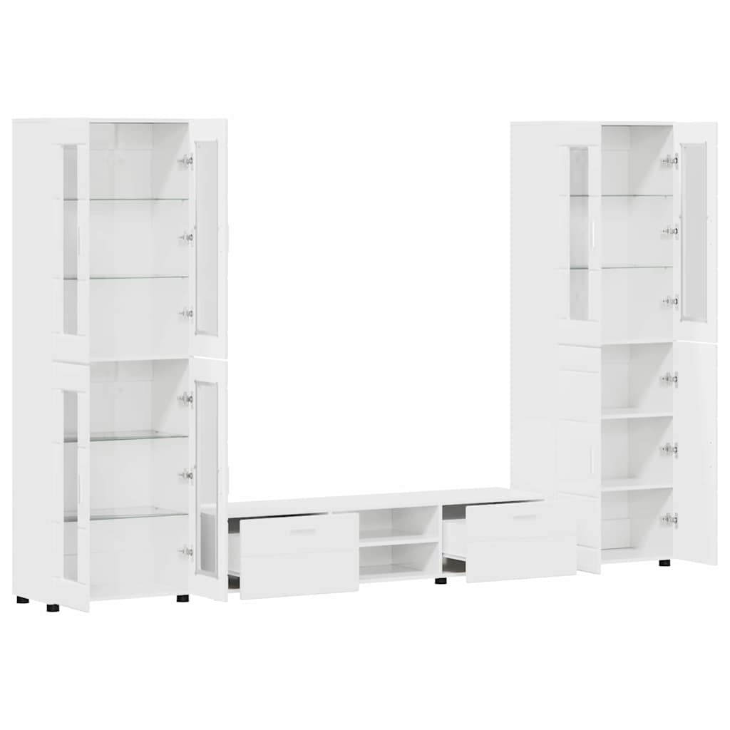 Set TV komoda FLORIN 3 pcs Visoki sjaj bijela Konstruirano drvo
