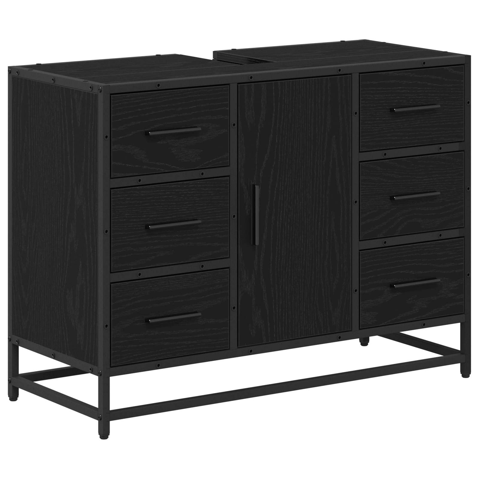 Set namještaja za kupaonicu 3 pcs Crni hrast Konstruirano drvo