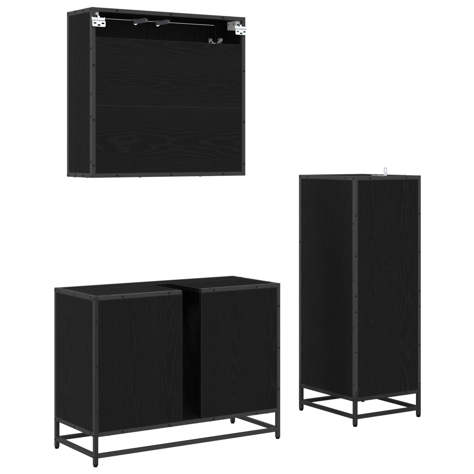 Set namještaja za kupaonicu 3 pcs Crni hrast Konstruirano drvo