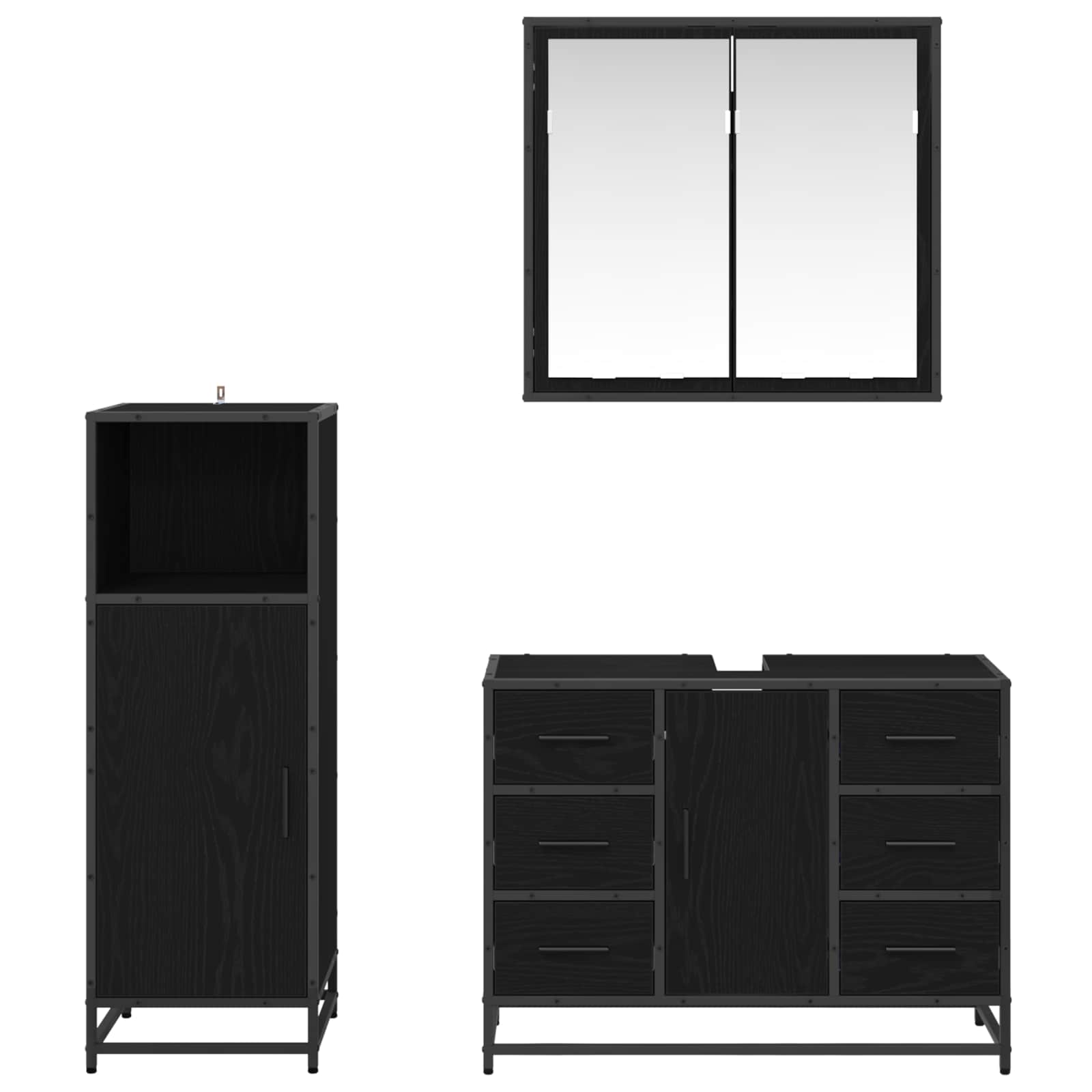 Set namještaja za kupaonicu 3 pcs Crni hrast Konstruirano drvo