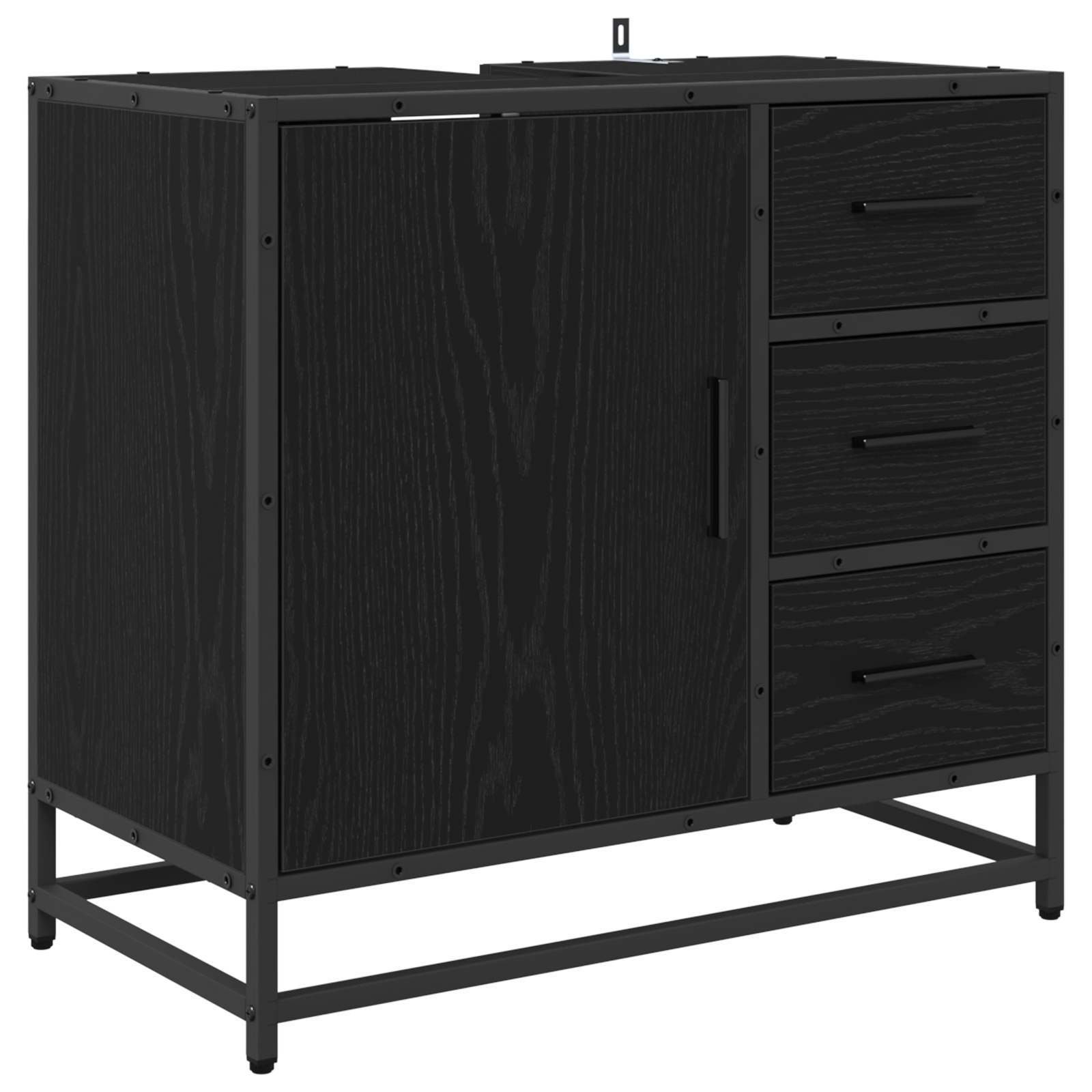 Set namještaja za kupaonicu 2 pcs Crni hrast Konstruirano drvo
