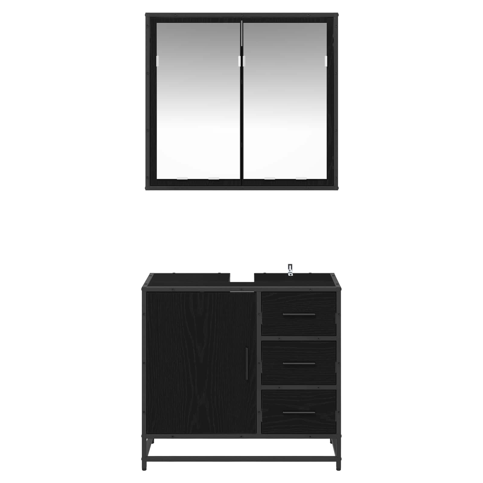 Set namještaja za kupaonicu 2 pcs Crni hrast Konstruirano drvo