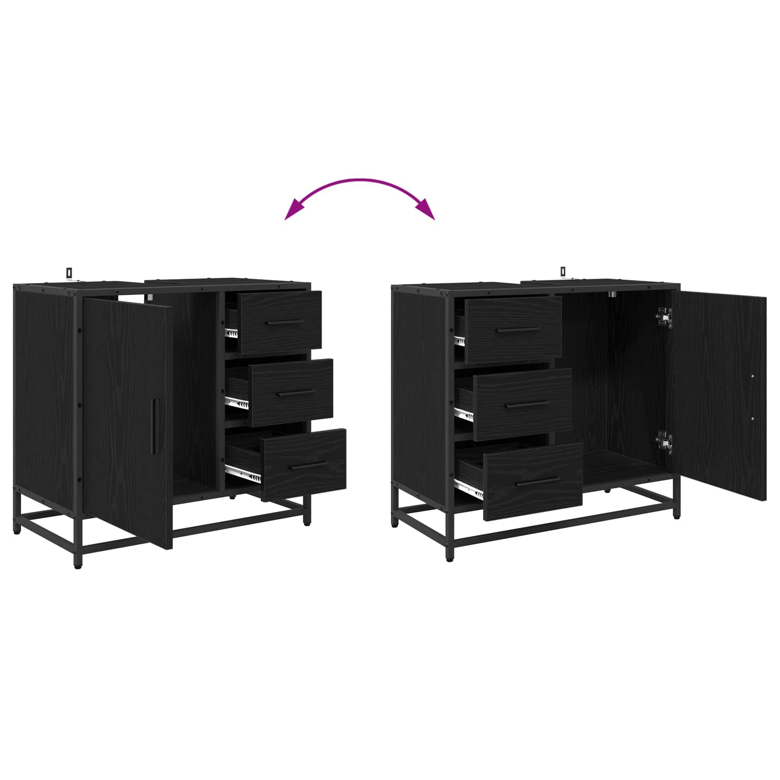 Set namještaja za kupaonicu 2 pcs Crni hrast Konstruirano drvo