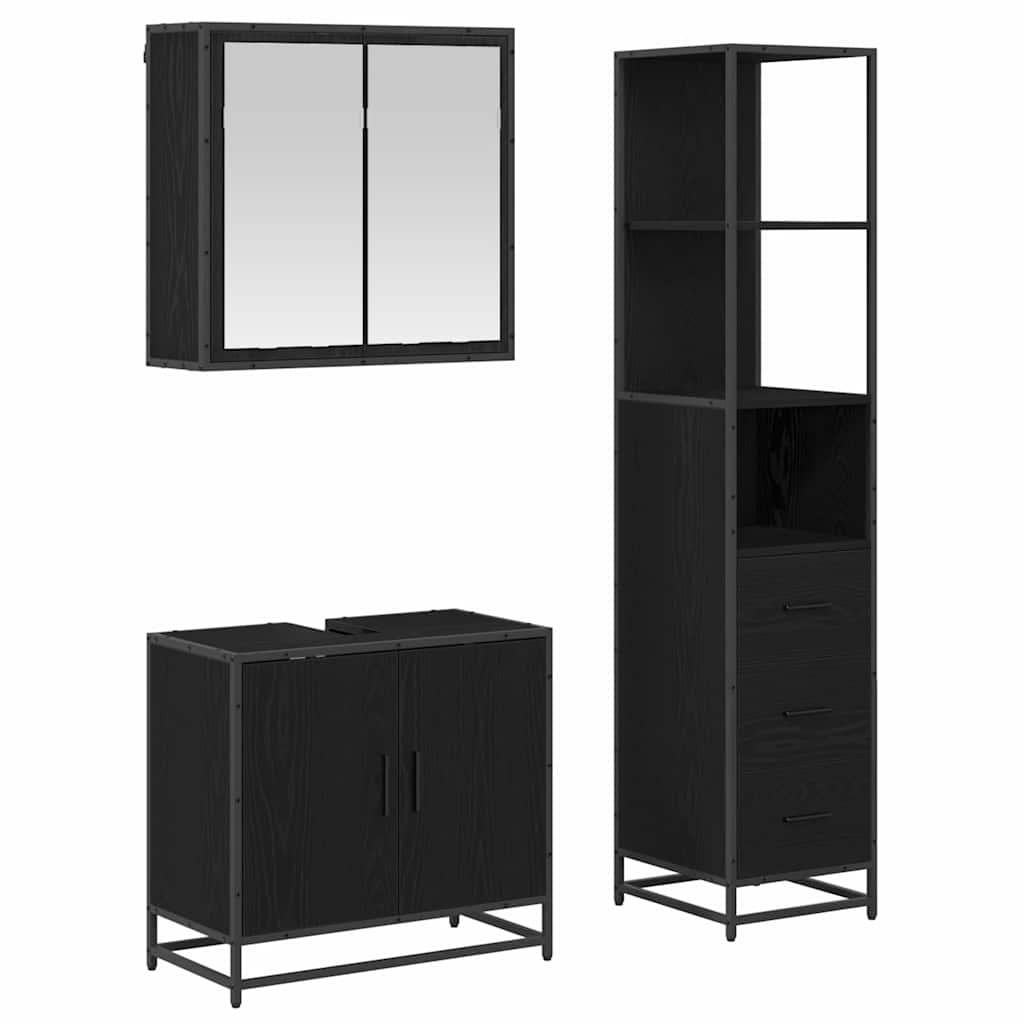 Set namještaja za kupaonicu 3 pcs Crni hrast Konstruirano drvo