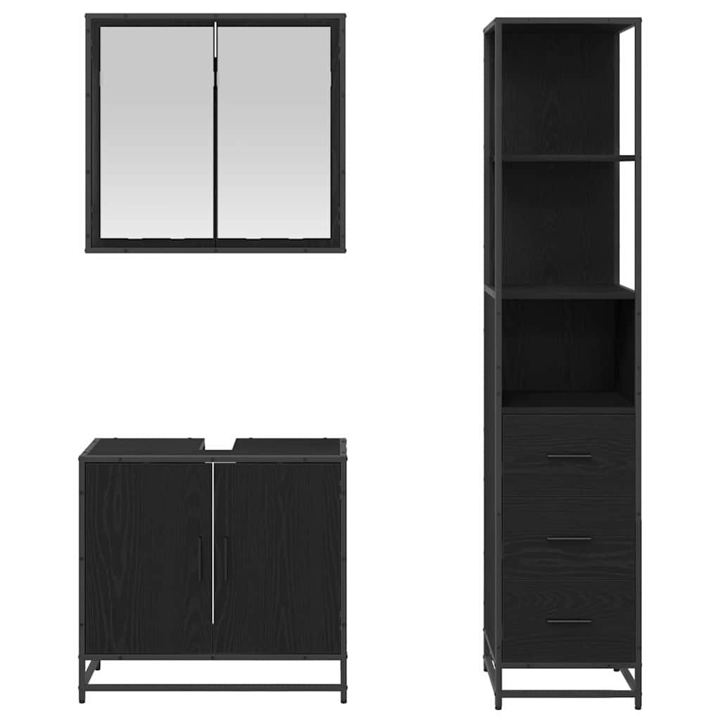 Set namještaja za kupaonicu 3 pcs Crni hrast Konstruirano drvo