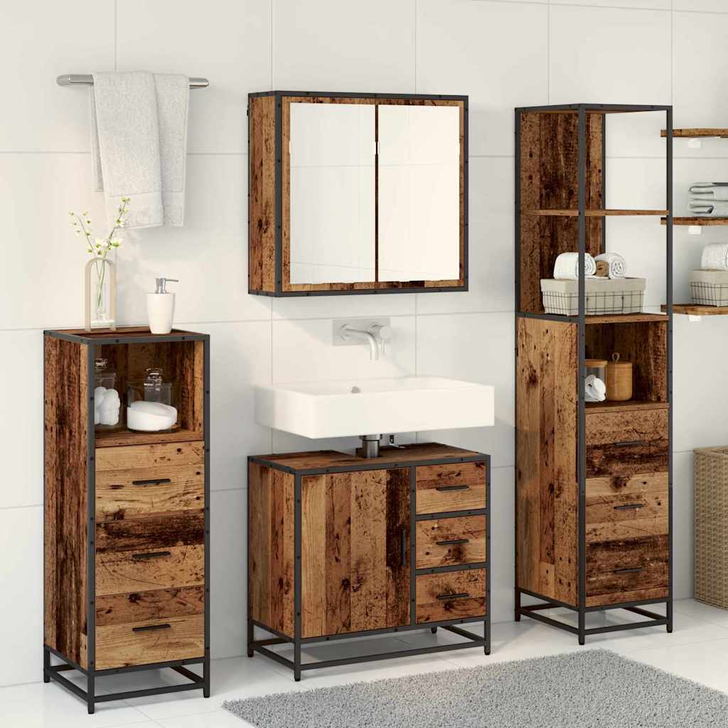 Set namještaja za kupaonicu 4 pcs Staro drvo Konstruirano drvo