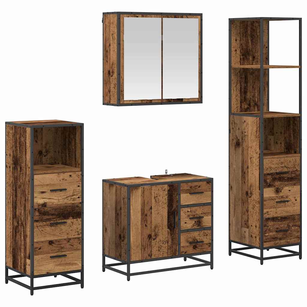 Set namještaja za kupaonicu 4 pcs Staro drvo Konstruirano drvo