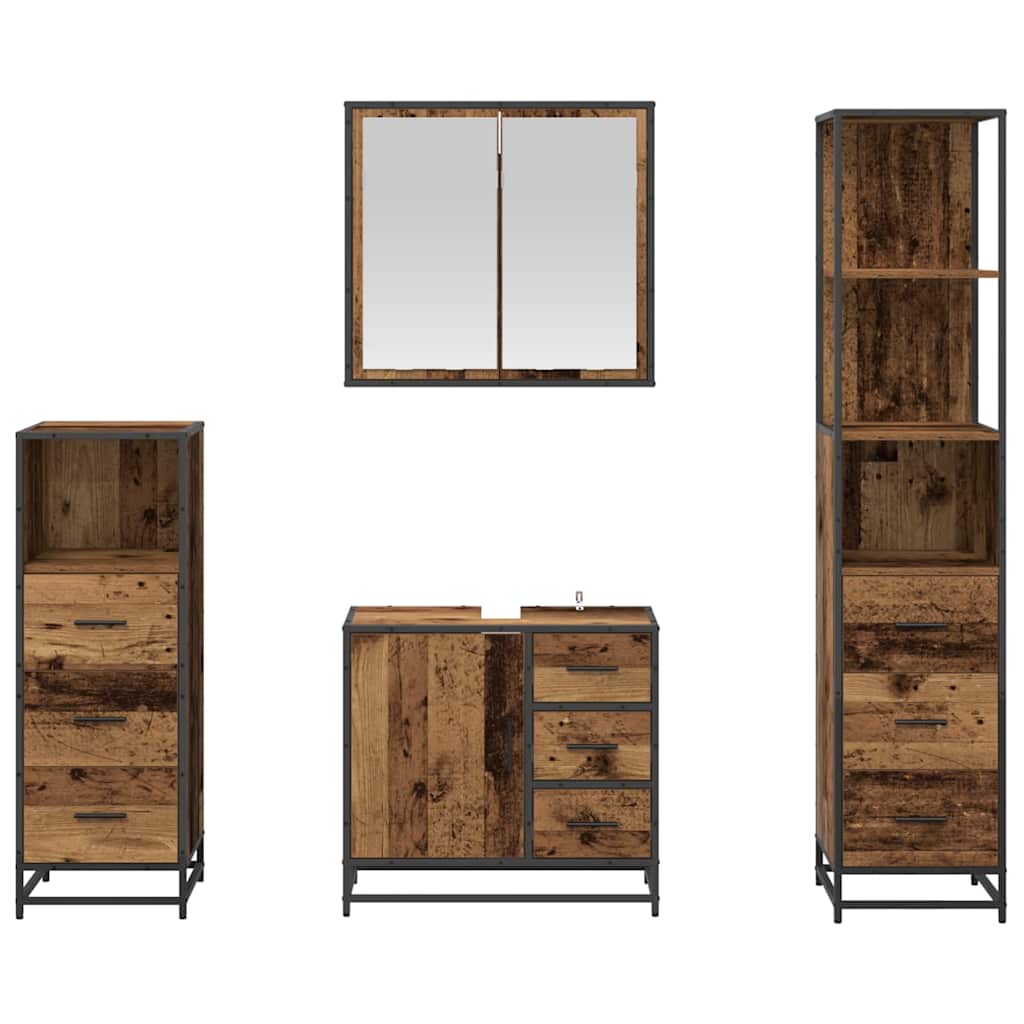Set namještaja za kupaonicu 4 pcs Staro drvo Konstruirano drvo