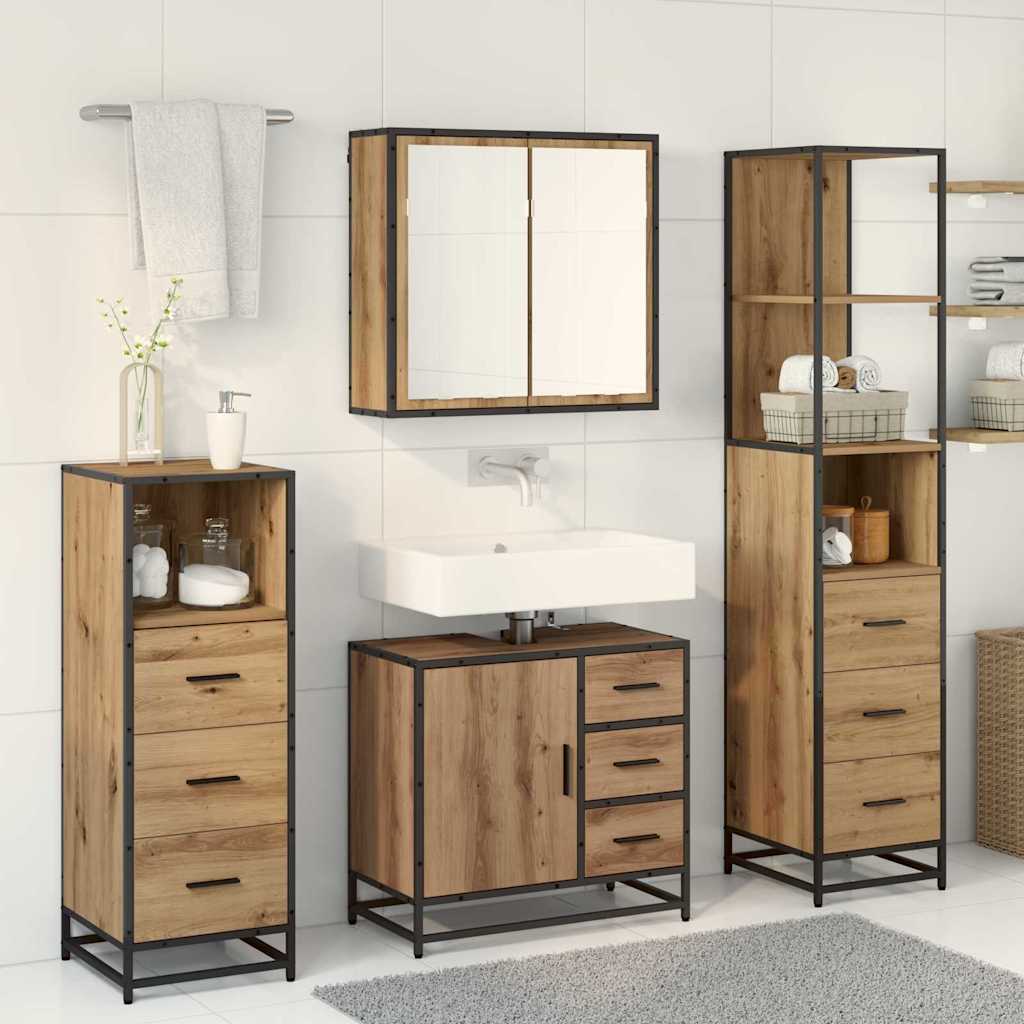 Set namještaja za kupaonicu s ladicama 4 pcs Umjetnički hrast