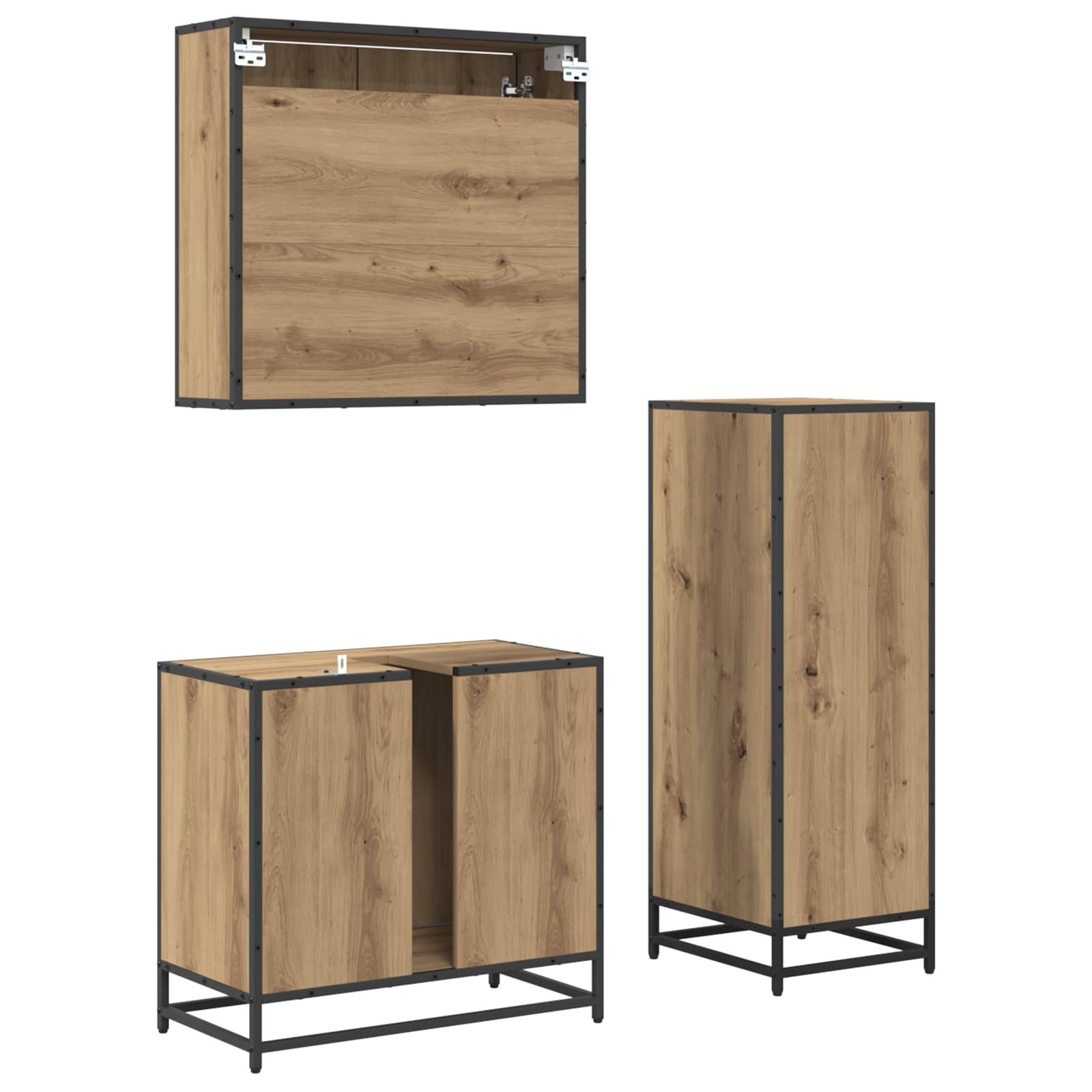Set namještaja za kupaonicu s ladicama 3 pcs Umjetnički hrast