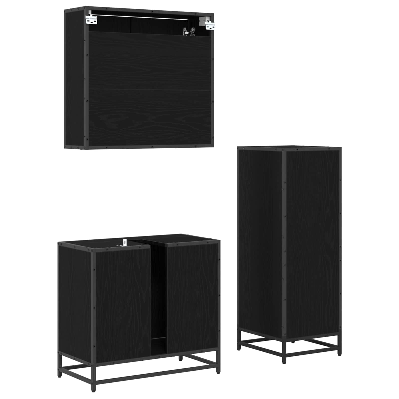 Set namještaja za kupaonicu 3 pcs Crni hrast Konstruirano drvo