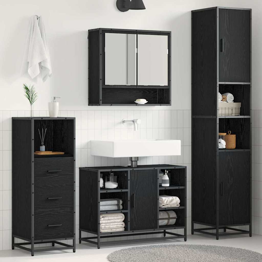 Set namještaja za kupaonicu 3 pcs Crni hrast Konstruirano drvo