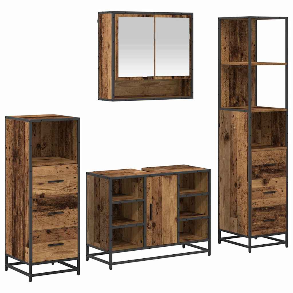 Set namještaja za kupaonicu 4 pcs Staro drvo Konstruirano drvo