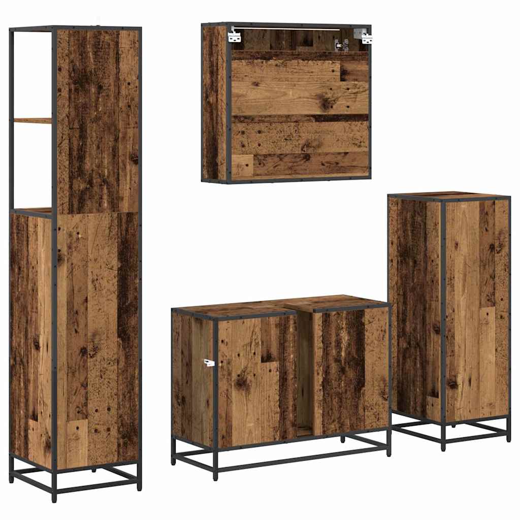 Set namještaja za kupaonicu 4 pcs Staro drvo Konstruirano drvo