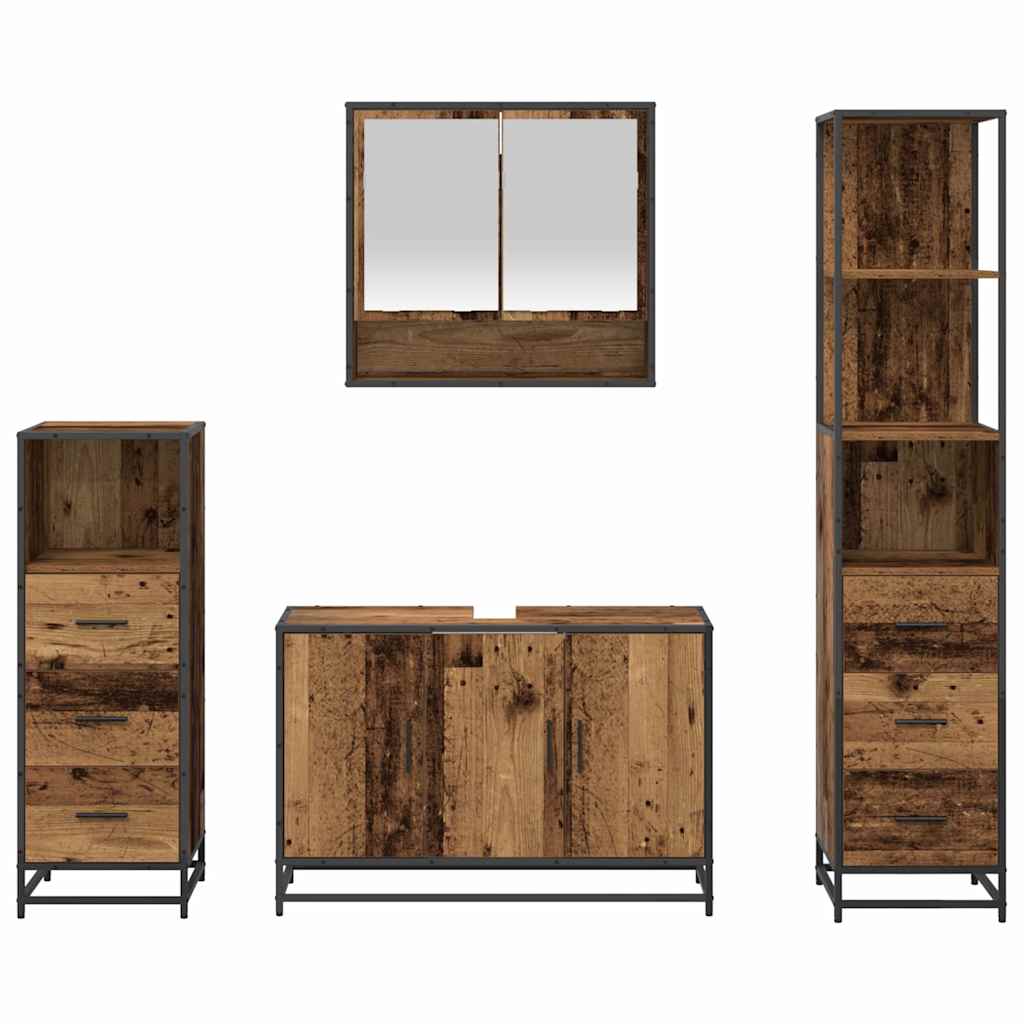 Set namještaja za kupaonicu 4 pcs Staro drvo Konstruirano drvo