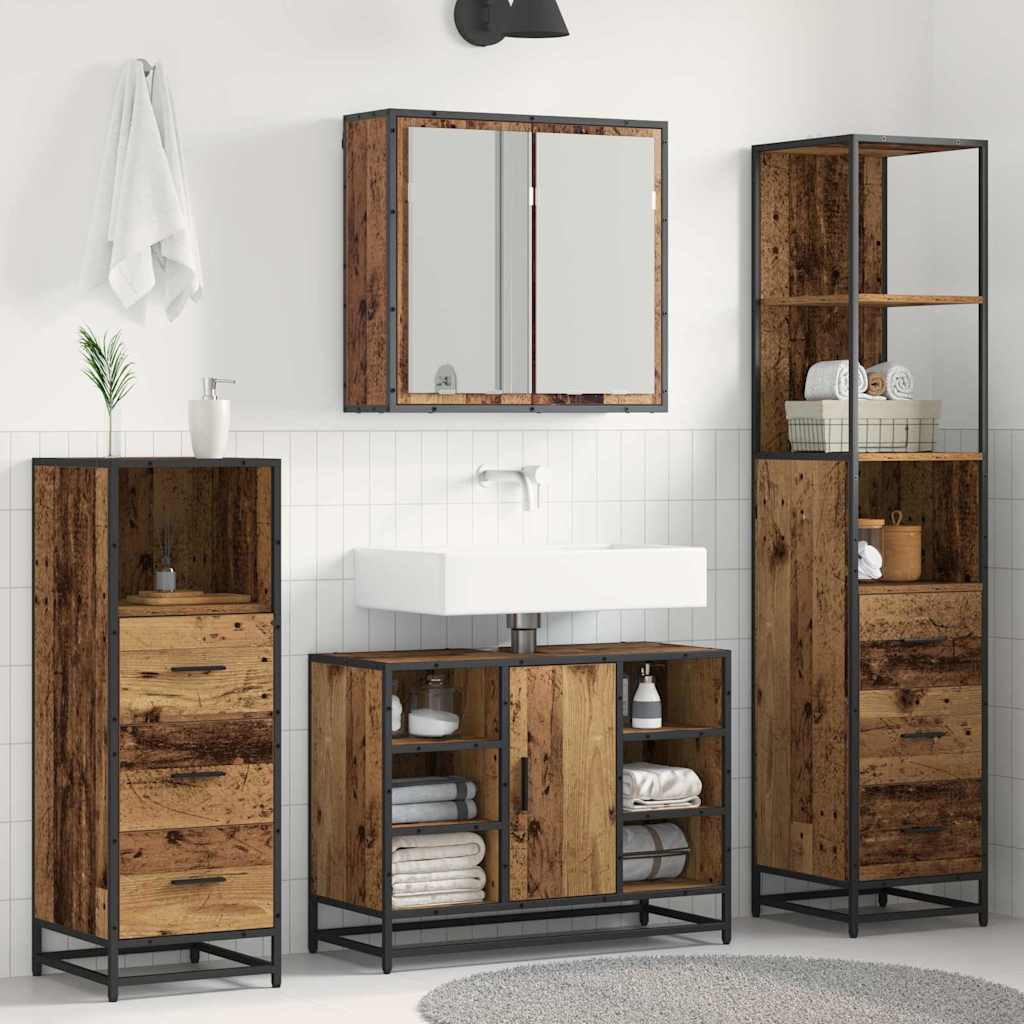 Set namještaja za kupaonicu 4 pcs Staro drvo Konstruirano drvo