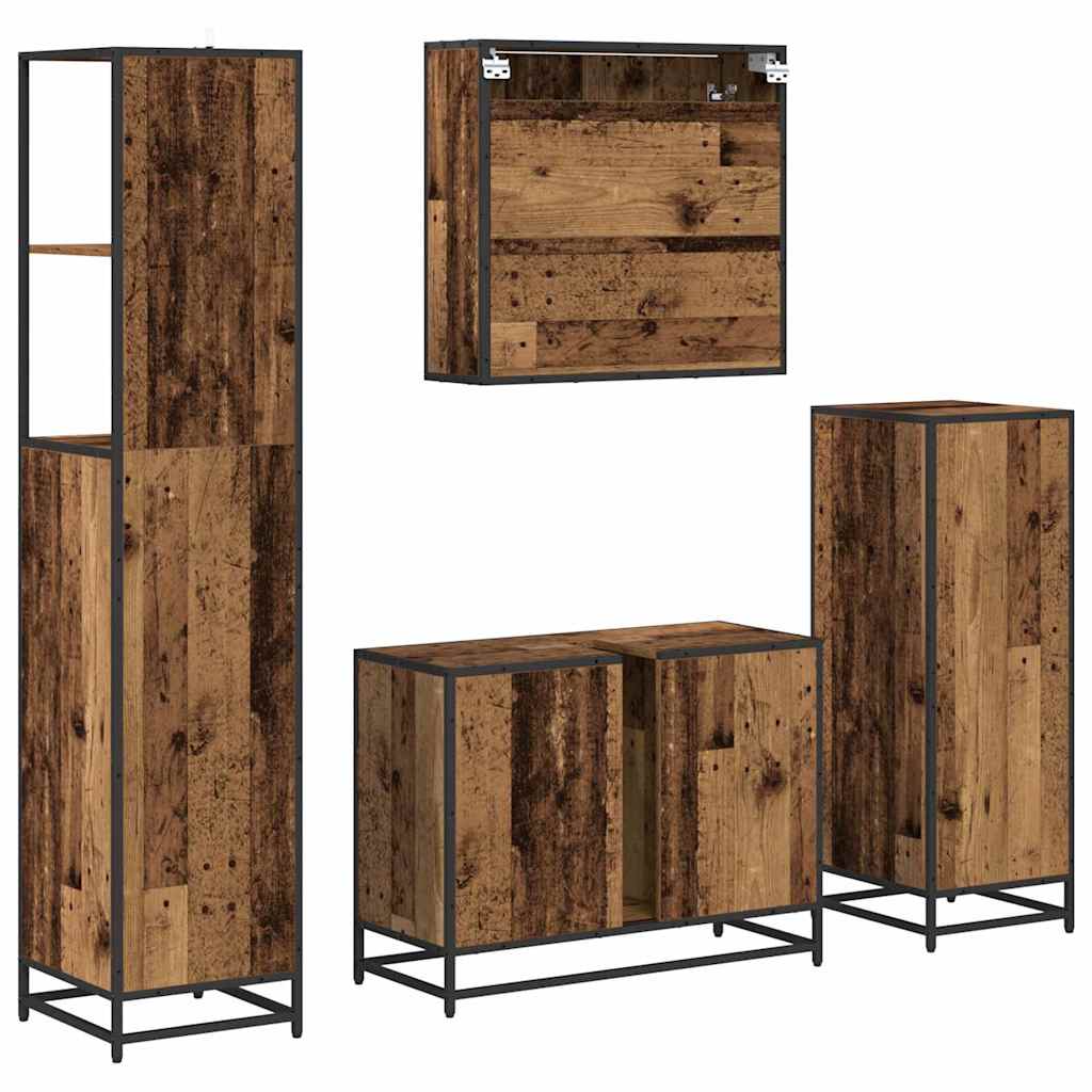 Set namještaja za kupaonicu 4 pcs Staro drvo Konstruirano drvo