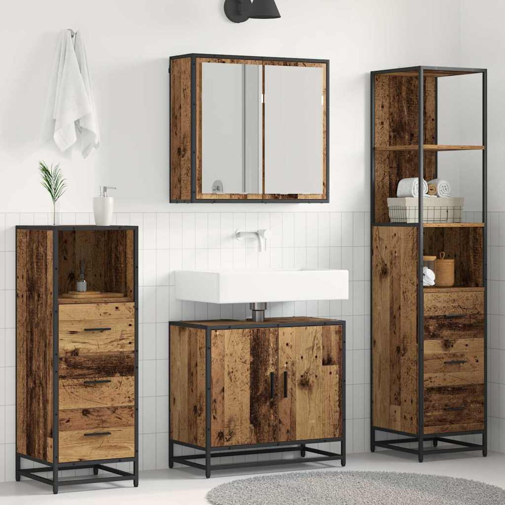 Set namještaja za kupaonicu 4 pcs Staro drvo Konstruirano drvo