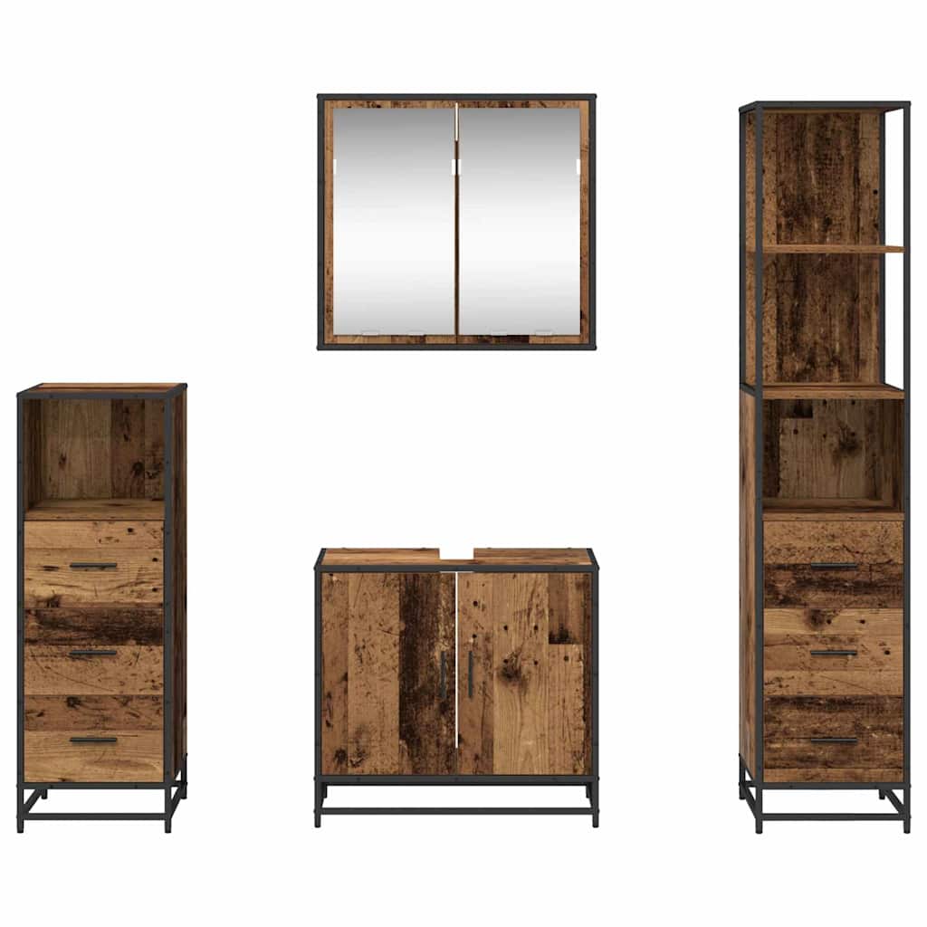 Set namještaja za kupaonicu 4 pcs Staro drvo Konstruirano drvo