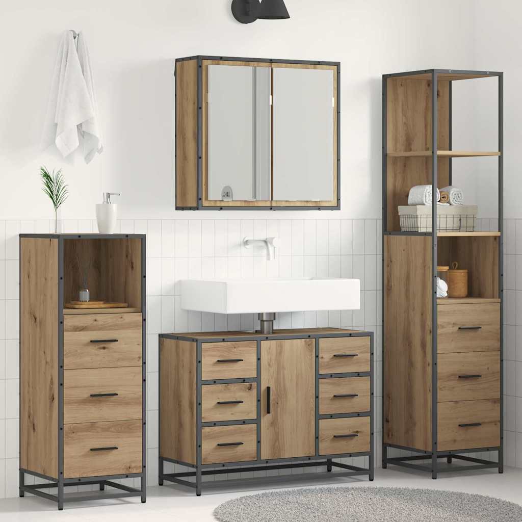 Set namještaja za kupaonicu s ladicama 3 pcs Umjetnički hrast