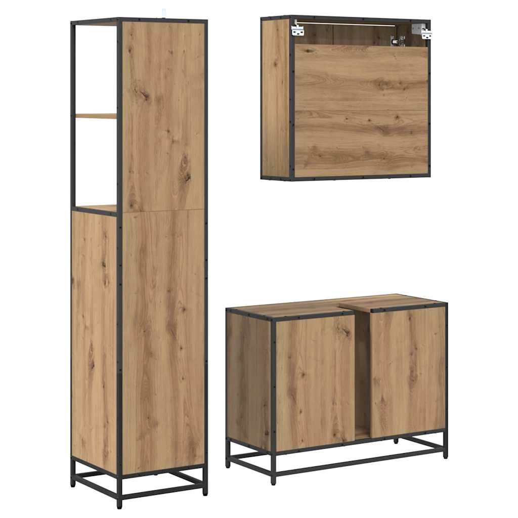 Set namještaja za kupaonicu s ladicama 3 pcs Umjetnički hrast