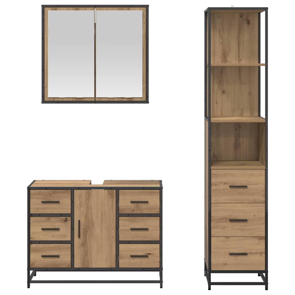 Set namještaja za kupaonicu s ladicama 3 pcs Umjetnički hrast