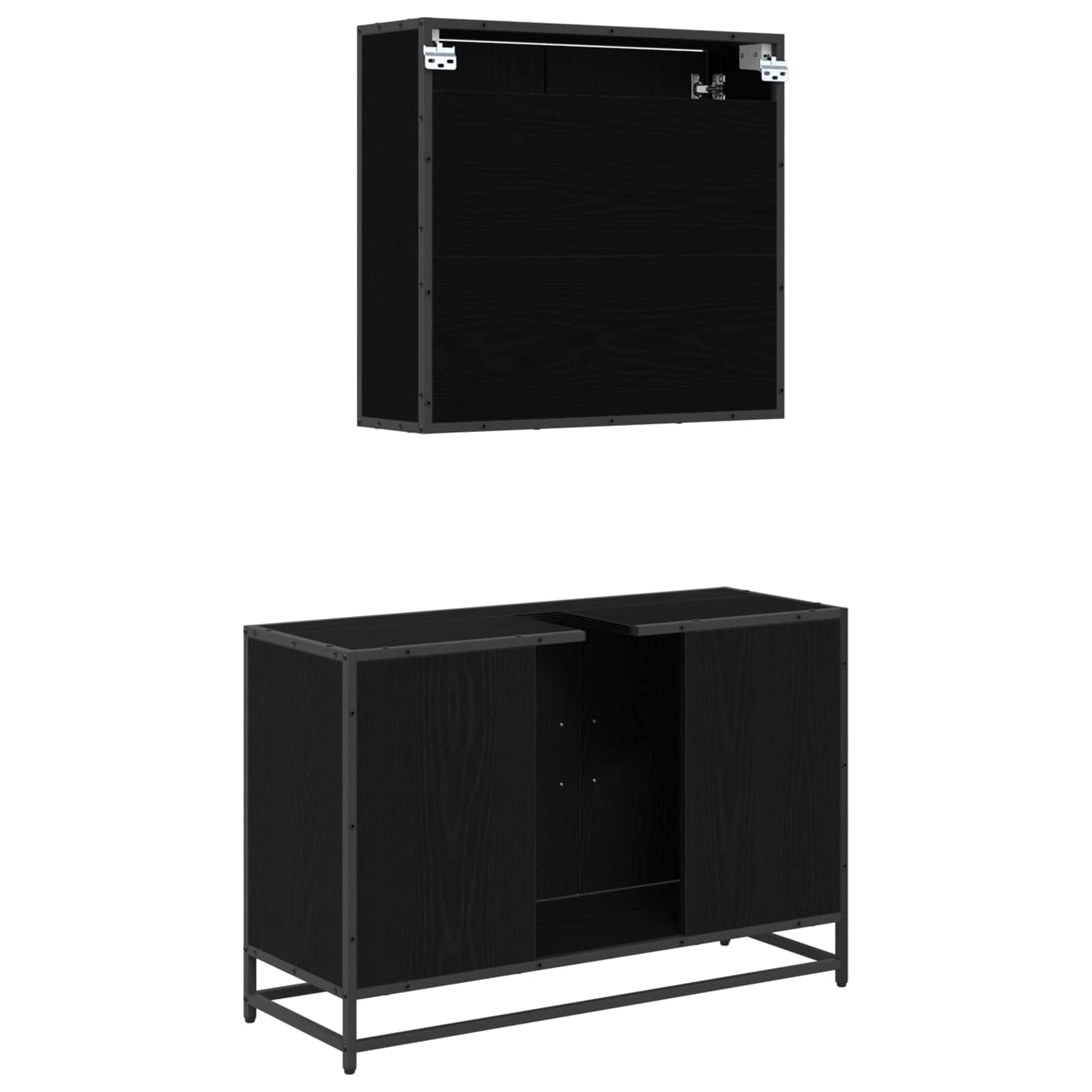 Set namještaja za kupaonicu 2 pcs Crni hrast Konstruirano drvo