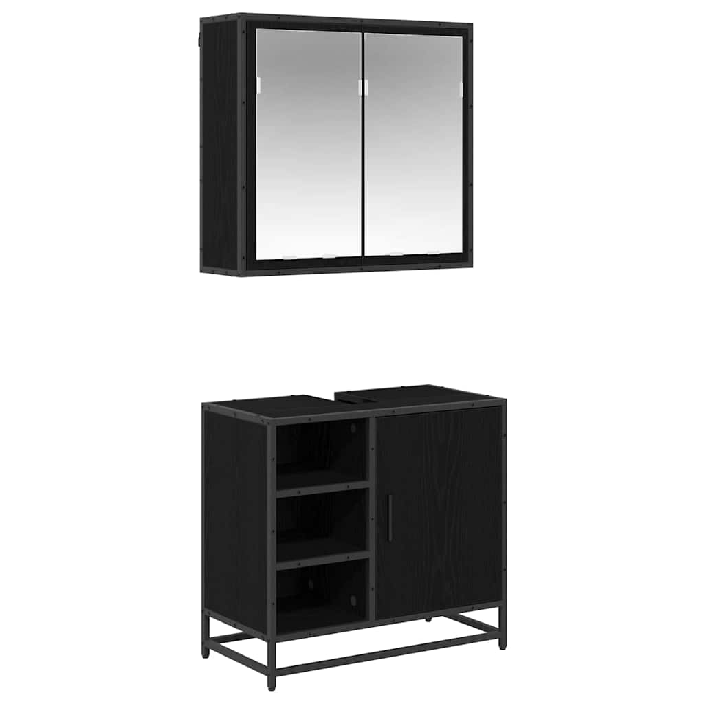 Set namještaja za kupaonicu 2 pcs Crni hrast Konstruirano drvo